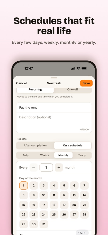 Schedules that fit real life: creating a monthly task