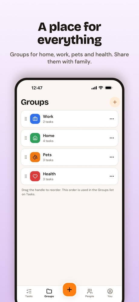 A place for everything: groups for home, work, pets and health