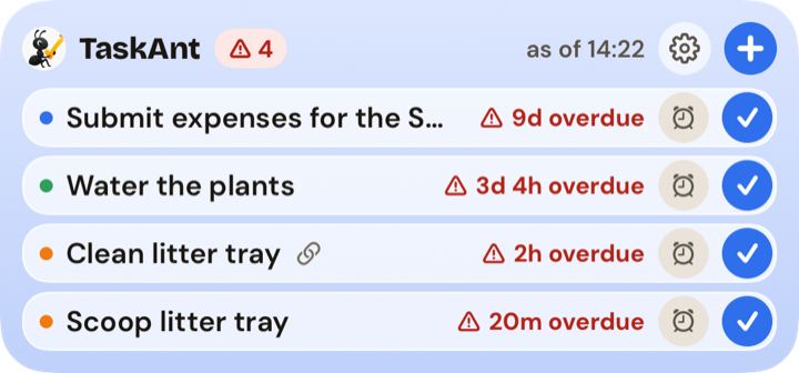 Medium TaskAnt widget in the frosted blue style